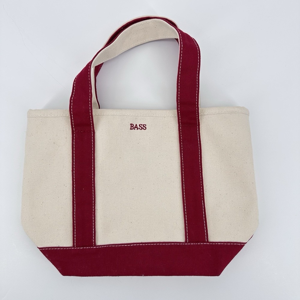 Bass Mini Tote Bag Canvas‎ Red Natural Zip Top